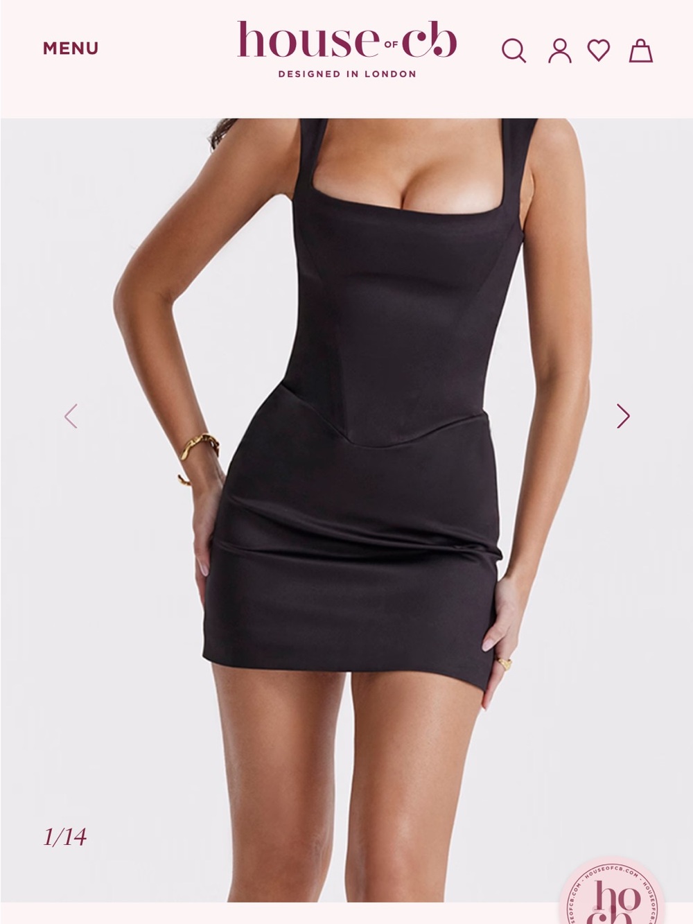 House of CB Black Square-Neck Bodycon Mini Dress size small - Picture 9 of 10
